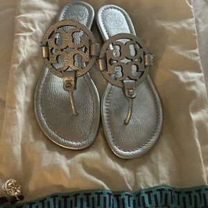 Tory Burch Metallic Silver Sandals